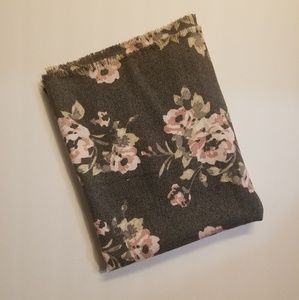 Grey & Pink Floral Scarf